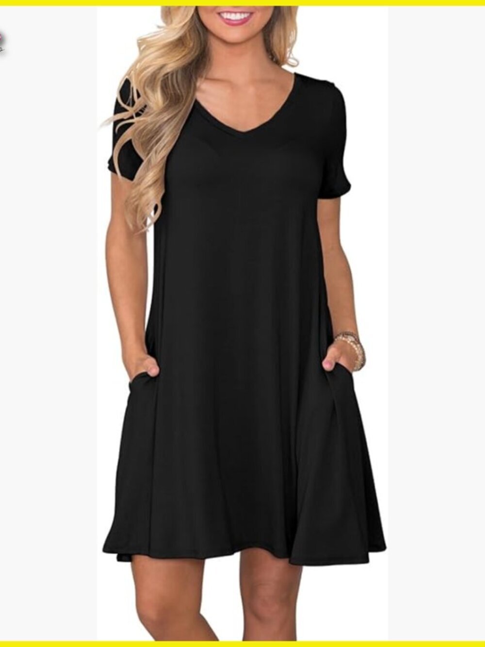 Casual Swing T-Shirt Dress Summer Short Sleeve Loose Fit with Pockets